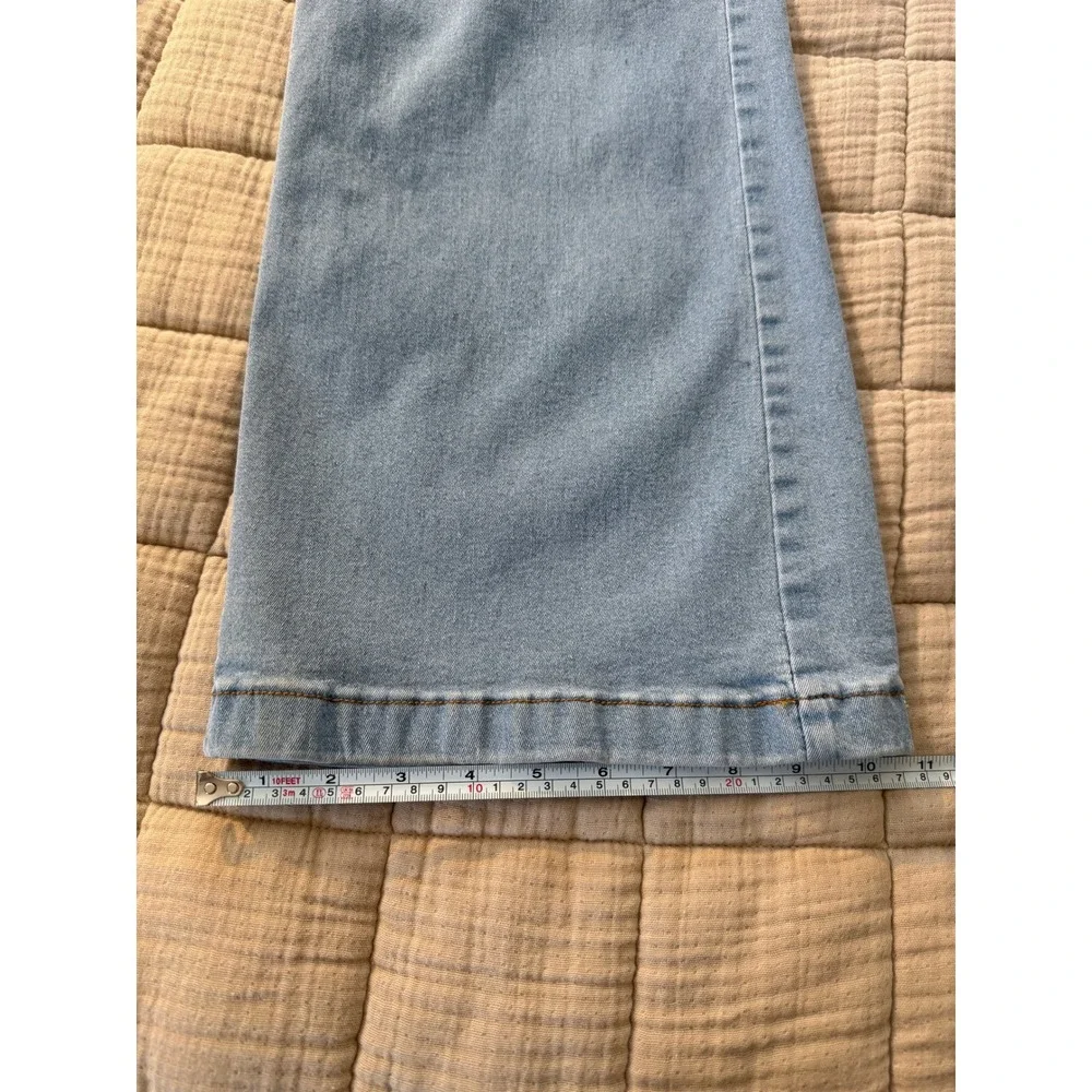 Unbranded Jeans Women XL Blue Wide Leg High Rise Front Patch Pockets Stretch